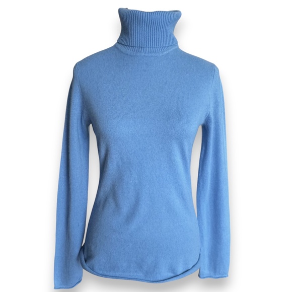 Lord & Taylor Sweaters - LORD & TAYLOR Cashmere Blue Ribbed Turtleneck Sweater Size S